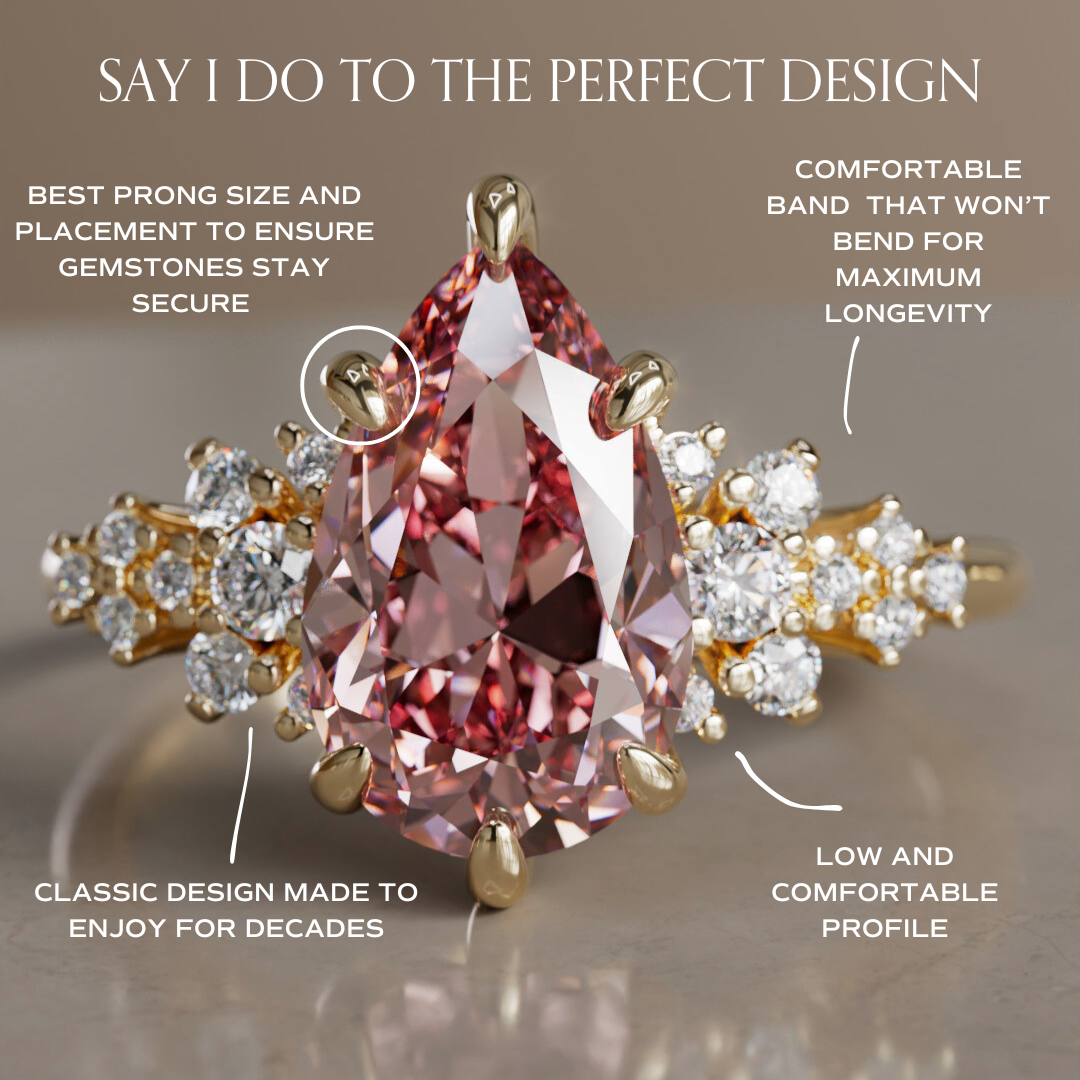Alwynn Pear Pink Lab Diamond Unique Vintage Engagement Ring By Valley Rose
