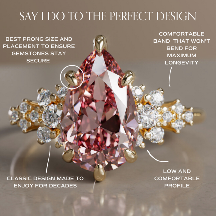 Alwynn Pear Pink Lab Diamond Unique Vintage Engagement Ring By Valley Rose