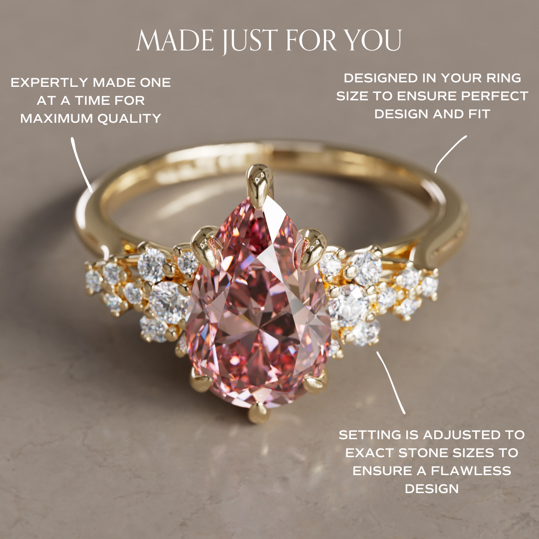 Alwynn Pear Pink Lab Diamond Unique Vintage Engagement Ring By Valley Rose