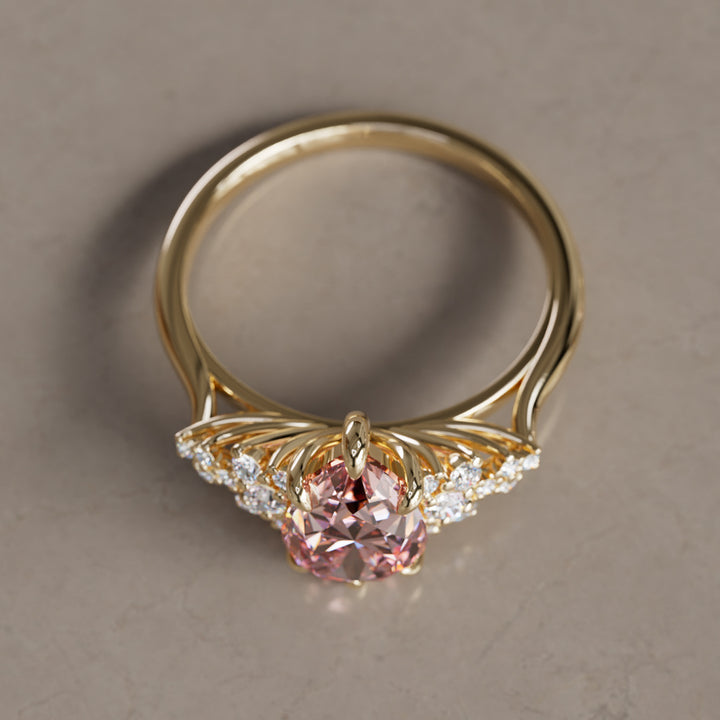 Alwynn Pear Pink Lab Diamond Unique Vintage Engagement Ring By Valley Rose