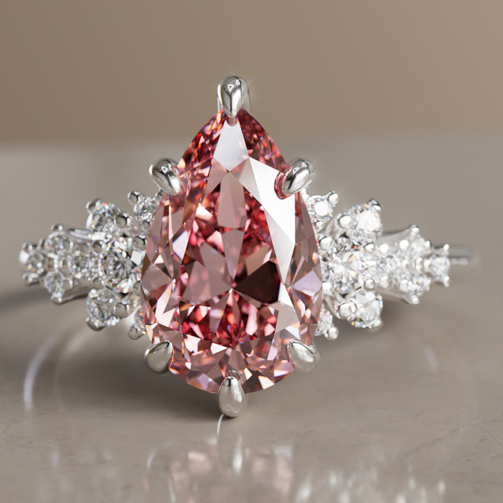 Alwynn Pear Pink Lab Diamond Unique Vintage Engagement Ring By Valley Rose