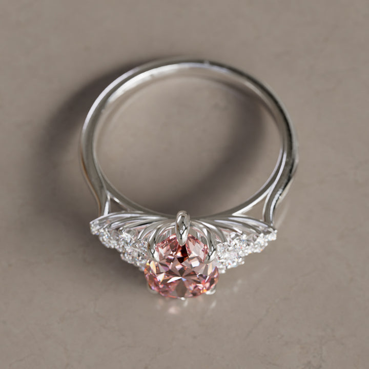 Alwynn Pear Pink Lab Diamond Unique Vintage Engagement Ring By Valley Rose