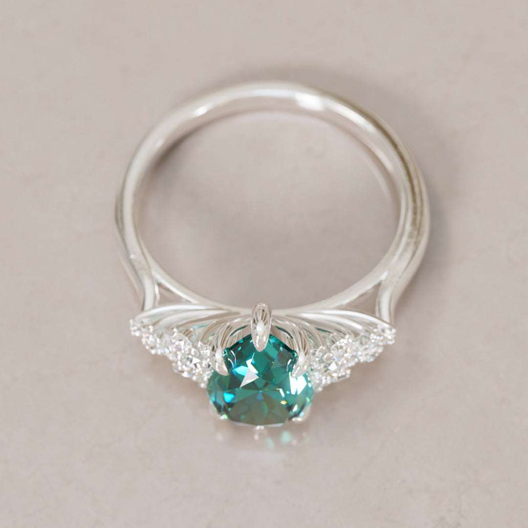 Alwynn Pear Teal Sapphire Unique Vintage Engagement Ring By Valley Rose
