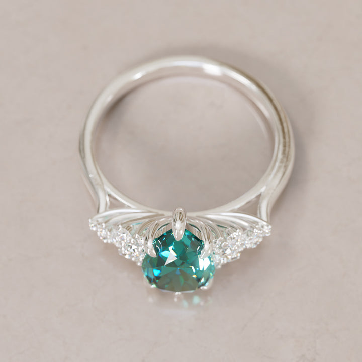 Alwynn Pear Teal Sapphire Unique Vintage Engagement Ring By Valley Rose