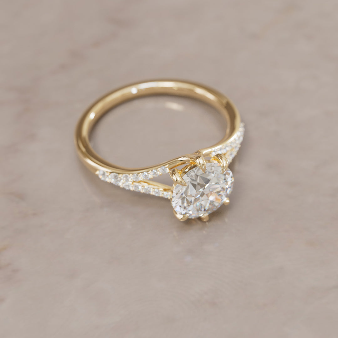 Amaya Round Diamond Modern Unique Split Shank Engagement Ring By Valley Rose