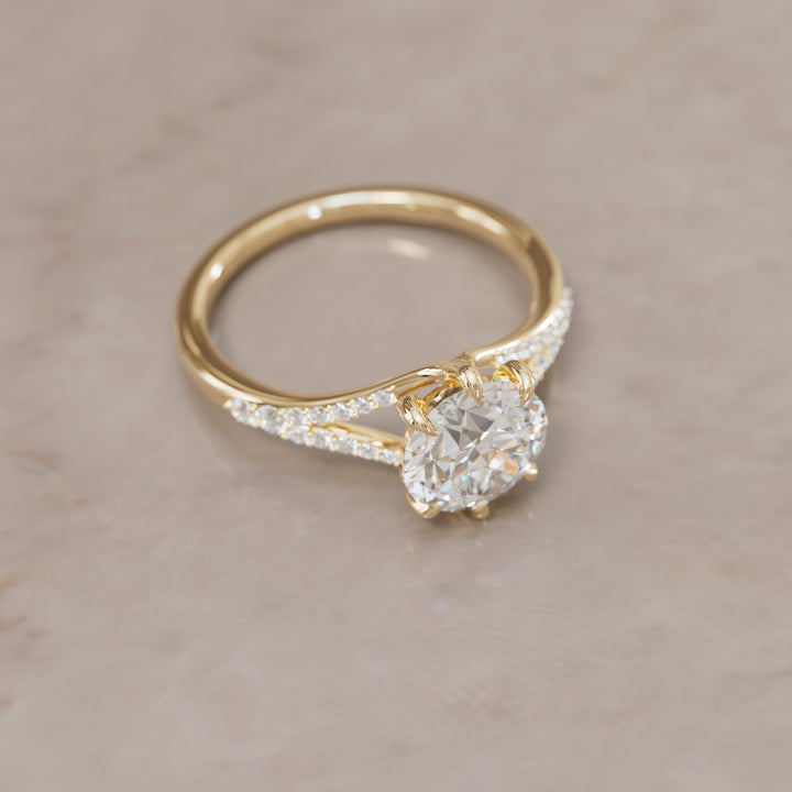 Amaya Round Diamond Modern Unique Split Shank Engagement Ring By Valley Rose