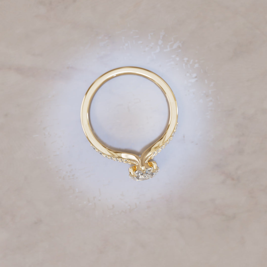 Amaya Round Diamond Modern Unique Split Shank Engagement Ring By Valley Rose