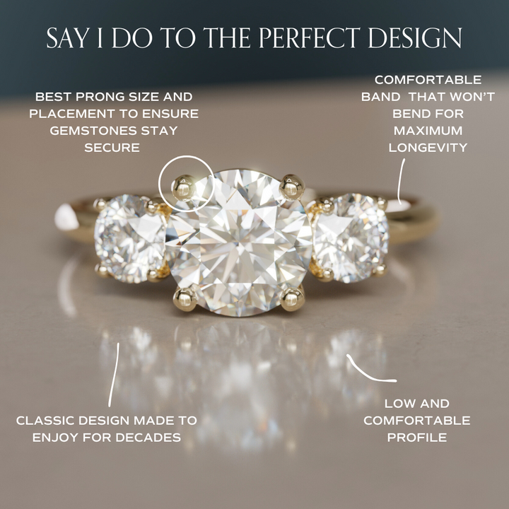 Amerie Unique Modern Round Lab Diamond Three Stone Engagement Ring By Valley Rose