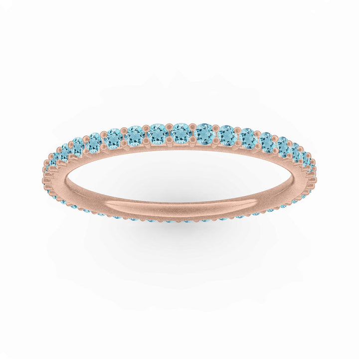 Aquamarine Eternity Ring, Gold Wedding Stacking Band By Valley Rose