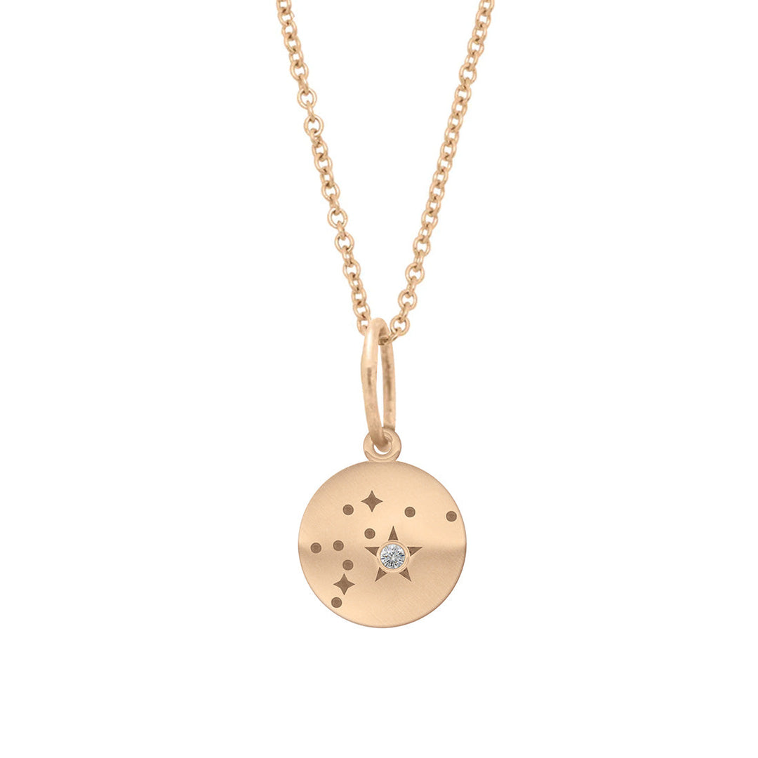 Aquarius Zodiac Astrology Charm - Diamond Gold Constellation Pendant Lab Diamond By Valley Rose Ethical Jewelry