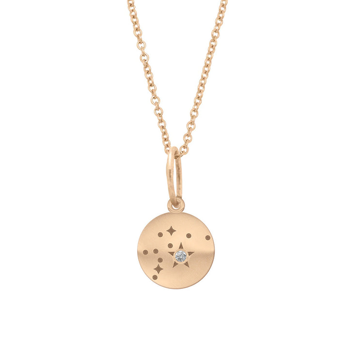 Aquarius Zodiac Astrology Charm - Diamond Gold Constellation Pendant Lab Diamond By Valley Rose Ethical Jewelry