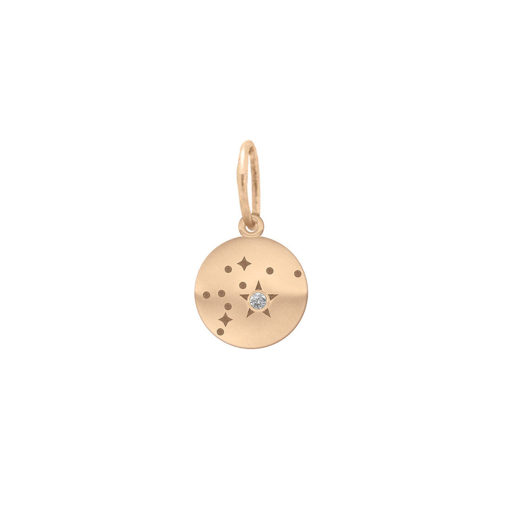 Aquarius Zodiac Astrology Charm - Diamond Gold Constellation Pendant Lab Diamond By Valley Rose Ethical Jewelry
