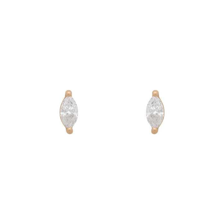 Ara Earrings | Marquise Cut Diamond Gold Studs | Valley Rose Lab Diamond Single By Valley Rose Ethical Jewelry