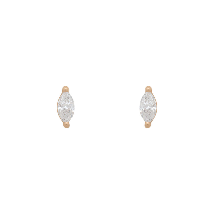 Ara Earrings | Marquise Cut Diamond Gold Studs | Valley Rose Lab Diamond Single By Valley Rose Ethical Jewelry