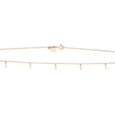 Marquise Cut Diamond Fringe Charm Necklace in 14k Gold Lab Diamond By Valley Rose Ethical Jewelry