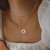 Oval Cut Blue Emerald Pendant with Diamonds in 14k Gold By Valley Rose Ethical Jewelry