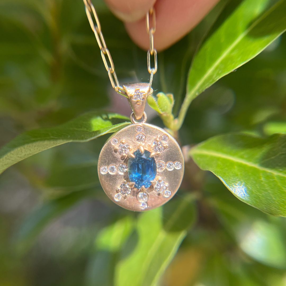 Arcadia Blue Sapphire Coin Pendant No.2 (Ready to Ship)