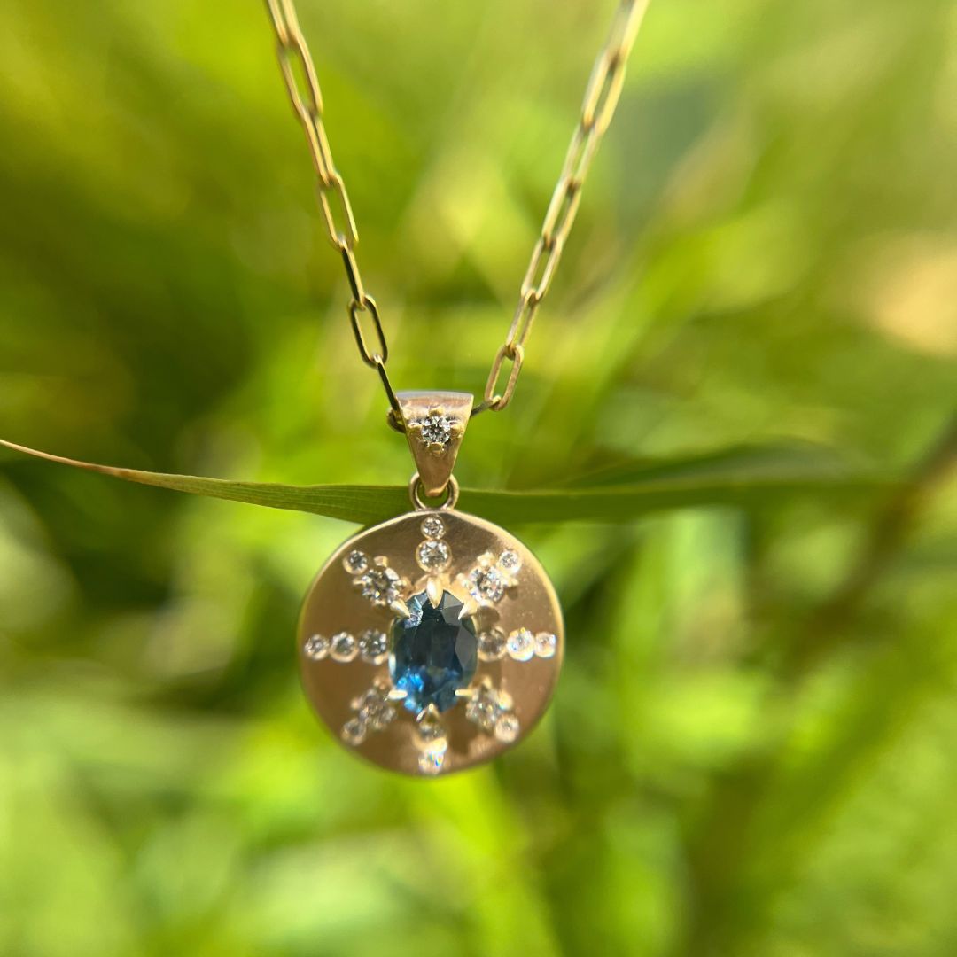 Arcadia Blue Sapphire Coin Pendant No.2 (Ready to Ship)