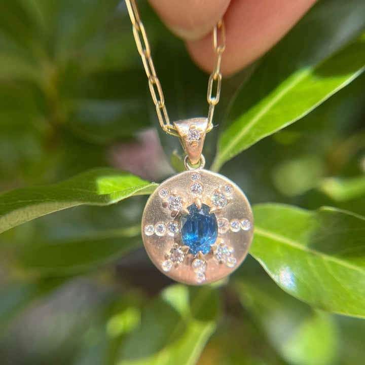 Arcadia Blue Sapphire Coin Pendant No.2 (Ready to Ship)