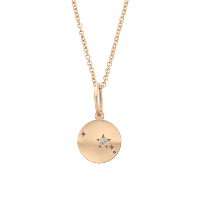 Aries Zodiac Astrology Charm - Diamond Gold Constellation Coin Pendant Lab Diamond By Valley Rose Ethical Jewelry