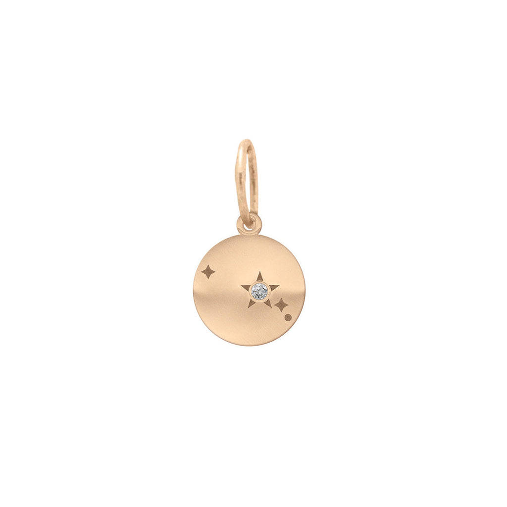 Aries Zodiac Astrology Charm - Diamond Gold Constellation Coin Pendant Lab Diamond By Valley Rose Ethical Jewelry