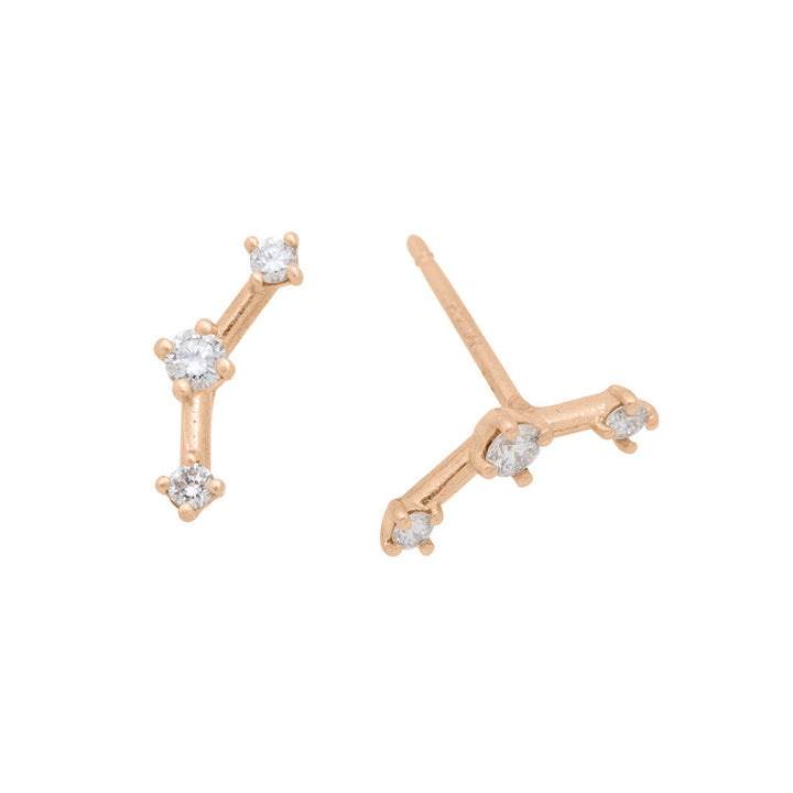 3 Star Constellation Gold Diamond Ear Climbers - Artemis Earrings Lab Diamond By Valley Rose Ethical Jewelry