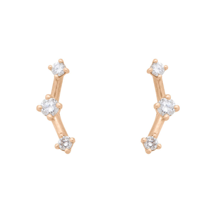 3 Star Constellation Gold Diamond Ear Climbers - Artemis Earrings Lab Diamond By Valley Rose Ethical Jewelry