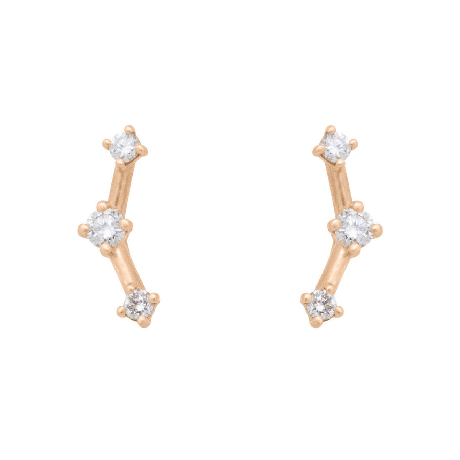 3 Star Constellation Gold Diamond Ear Climbers - Artemis Earrings Lab Diamond By Valley Rose Ethical Jewelry