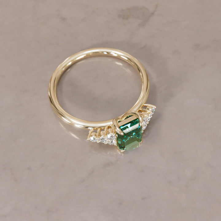 Aster Asscher Cut Green Modern Unique Engagement Ring By Valley Rose