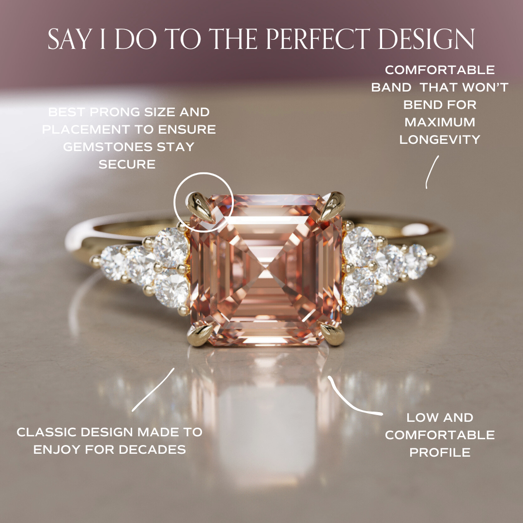 Aster Asscher Cut Peach Lab Diamond Modern Unique Engagement Ring By Valley Rose