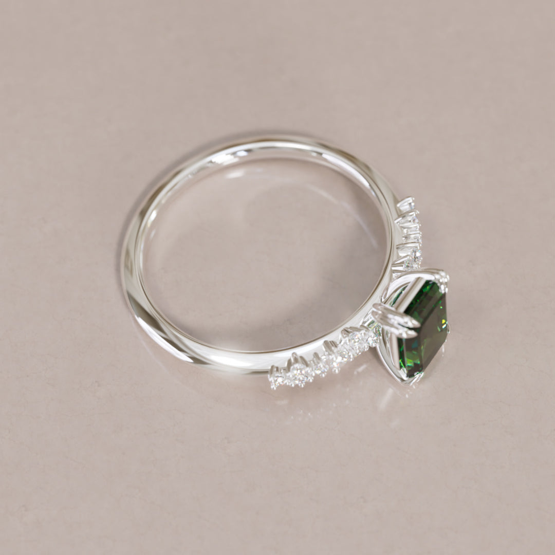 Astrid Emerald Cut Green Sapphire Modern Unique Engagement Ring By Valley Rose