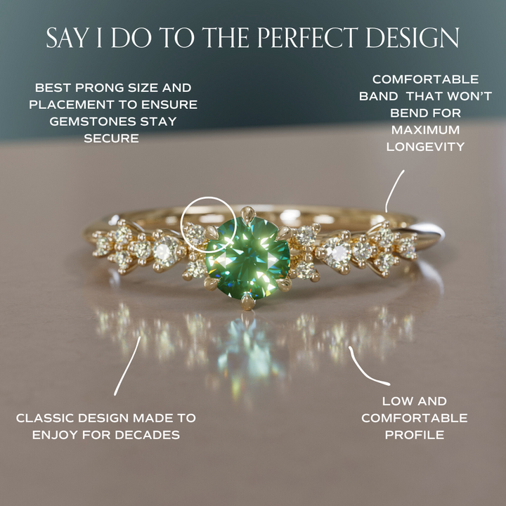 Astrid Green Sapphire Unique Celestial Ring, .25 Ct By Valley Rose