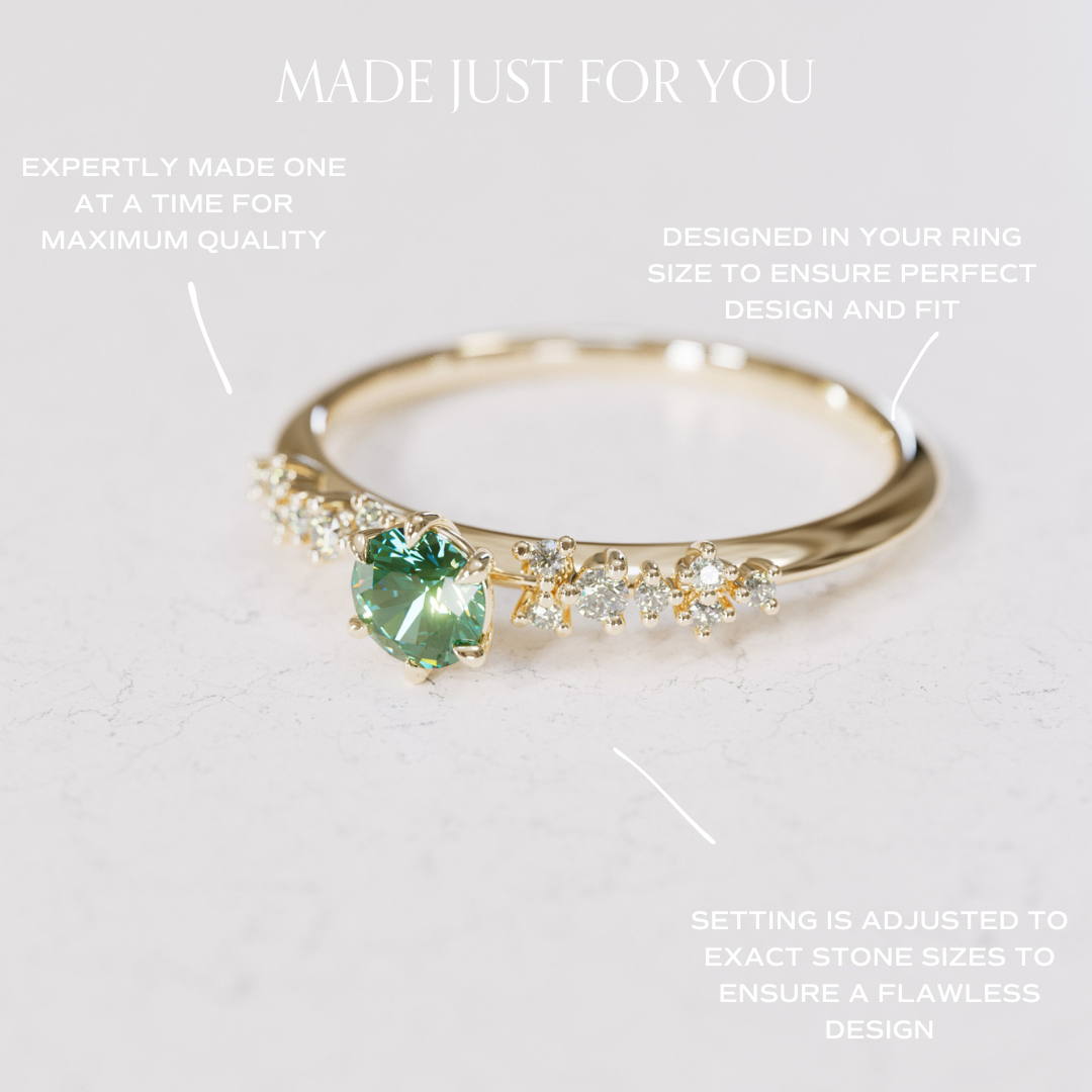 Astrid Green Sapphire Unique Celestial Ring, .25 Ct By Valley Rose