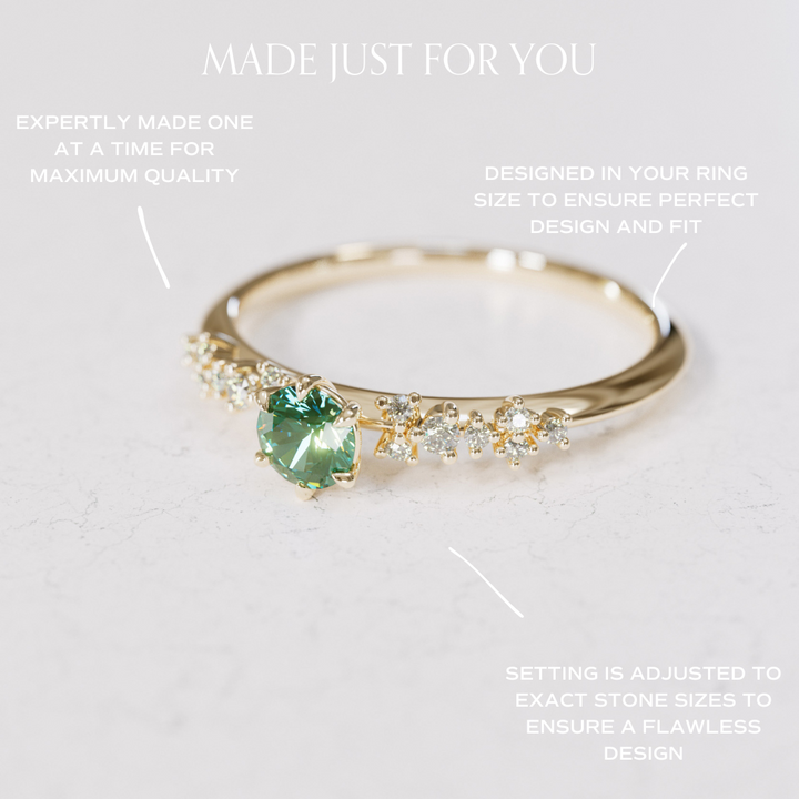 Astrid Green Sapphire Unique Celestial Ring, .25 Ct By Valley Rose