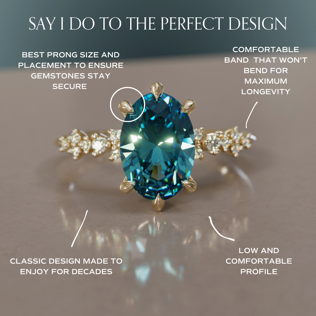 Astrid Oval Blue Sapphire Unique Celestial Engagement Ring By Valley Rose