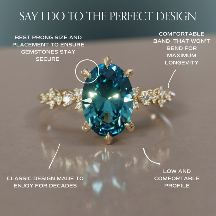 Astrid Oval Blue Sapphire Unique Celestial Engagement Ring By Valley Rose