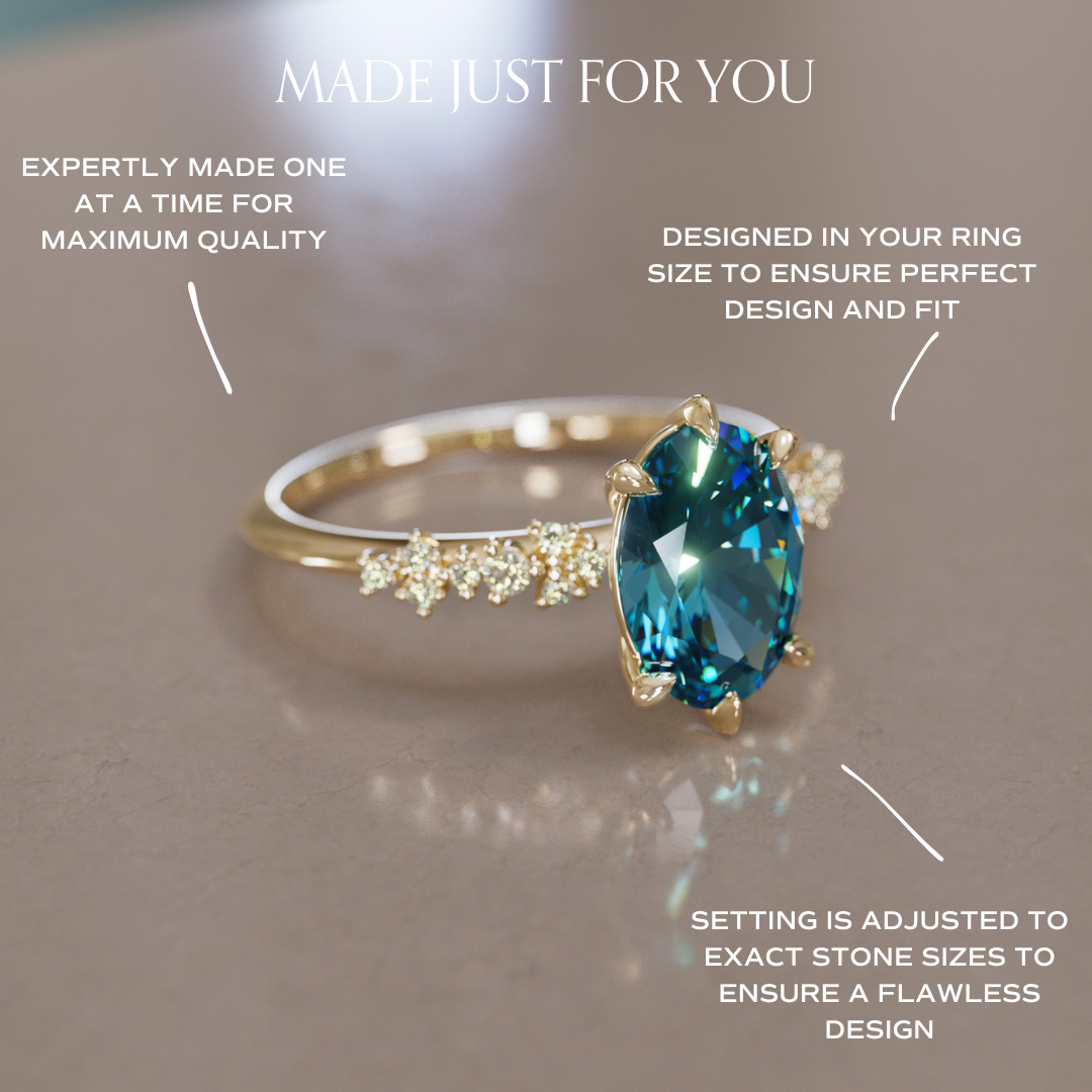 Astrid Oval Blue Sapphire Unique Celestial Engagement Ring By Valley Rose