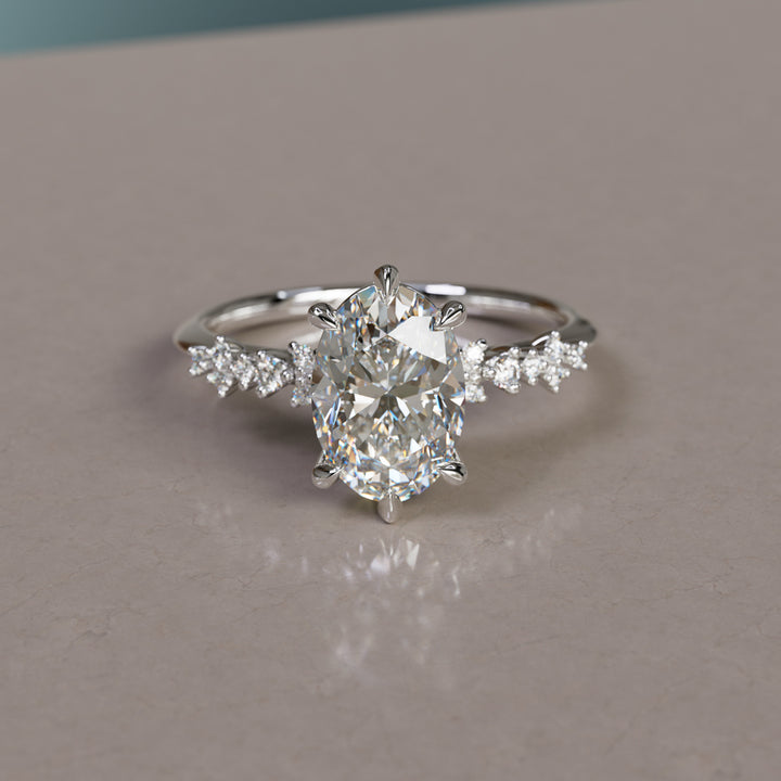 Astrid Oval Diamond Unique Celestial Engagement Ring By Valley Rose