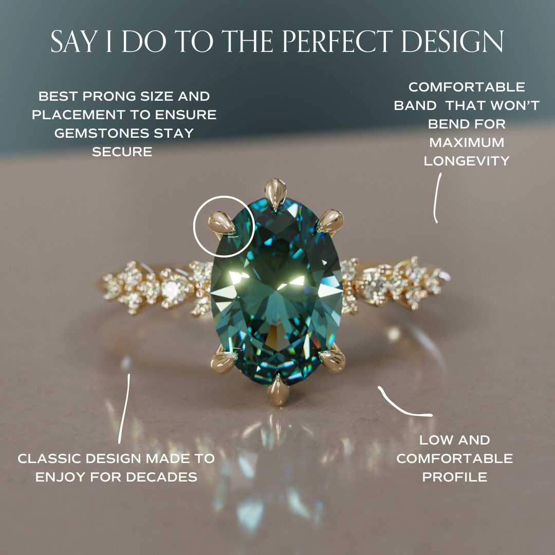 Astrid Oval Teal Sapphire Unique Celestial Engagement Ring By Valley Rose