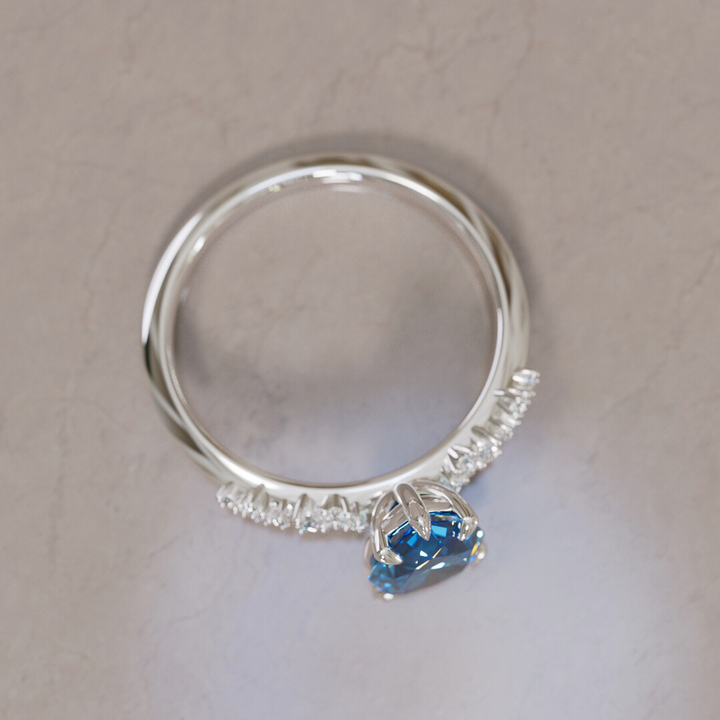 Astrid Pear Blue Sapphire Unique Celestial Engagement Ring By Valley Rose