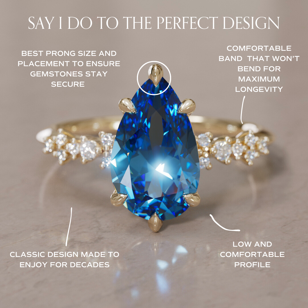 Astrid Pear Blue Sapphire Unique Celestial Engagement Ring By Valley Rose