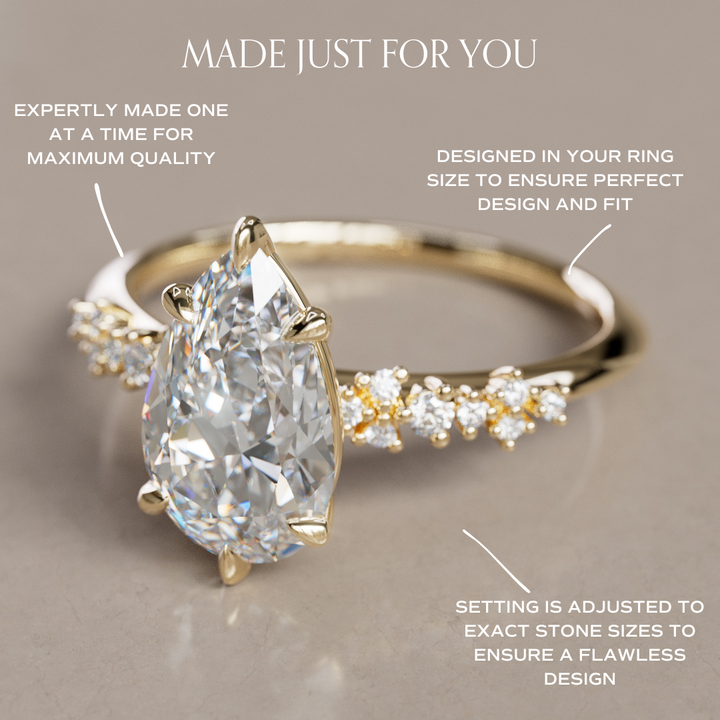 Astrid Pear Diamond Unique Celestial Engagement Ring By Valley Rose
