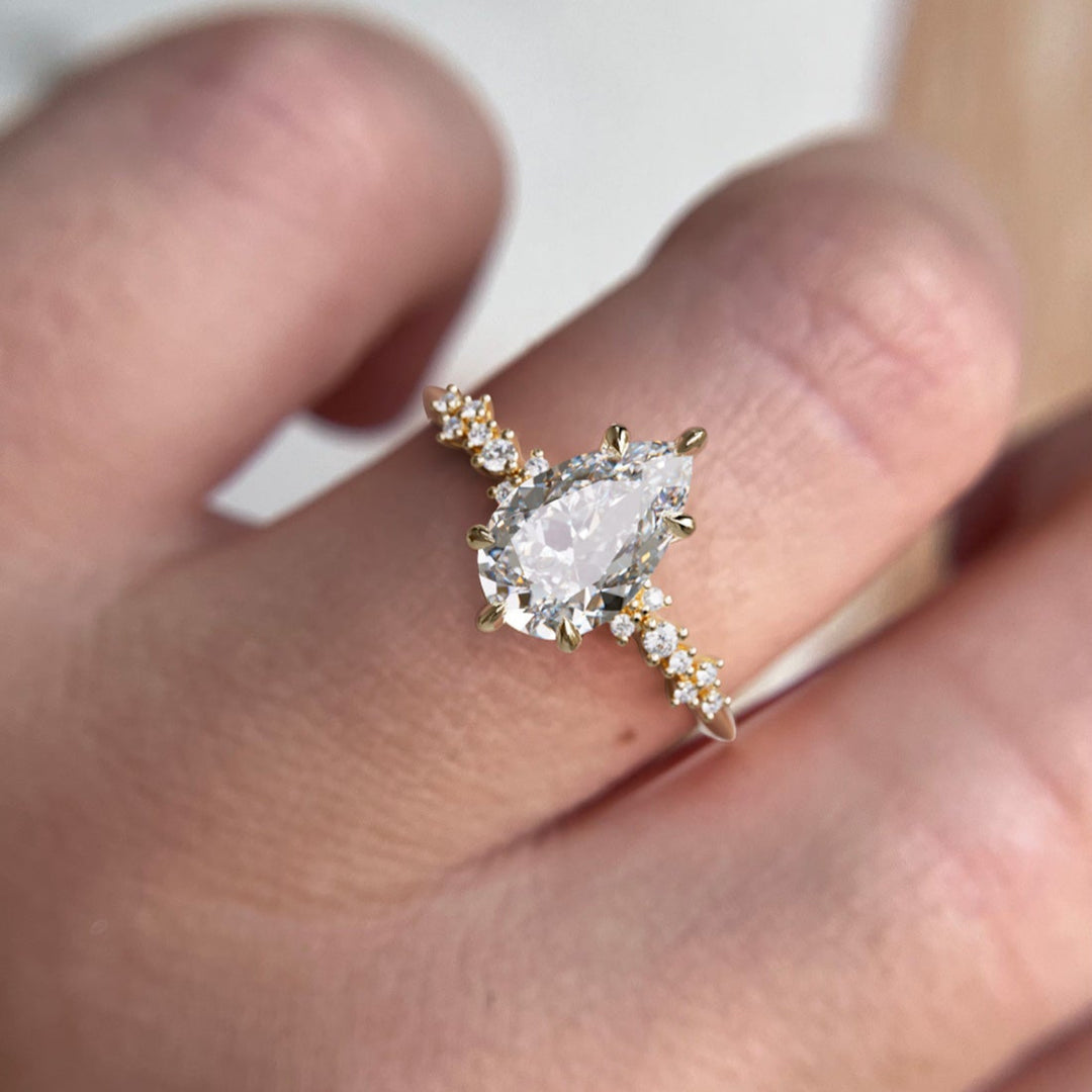 Astrid Pear Diamond Unique Celestial Engagement Ring By Valley Rose