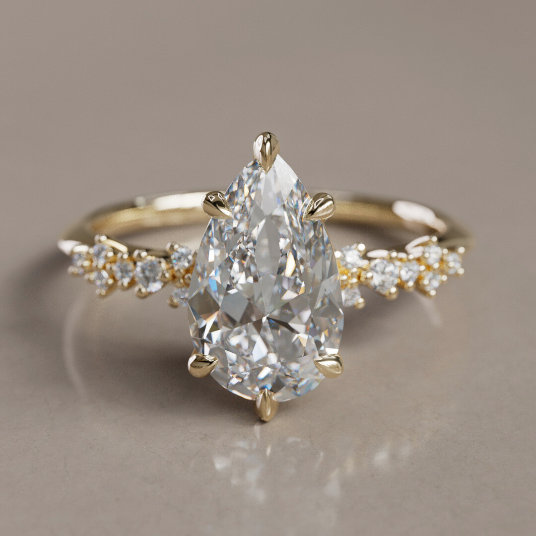 Astrid Pear Diamond Unique Celestial Engagement Ring By Valley Rose