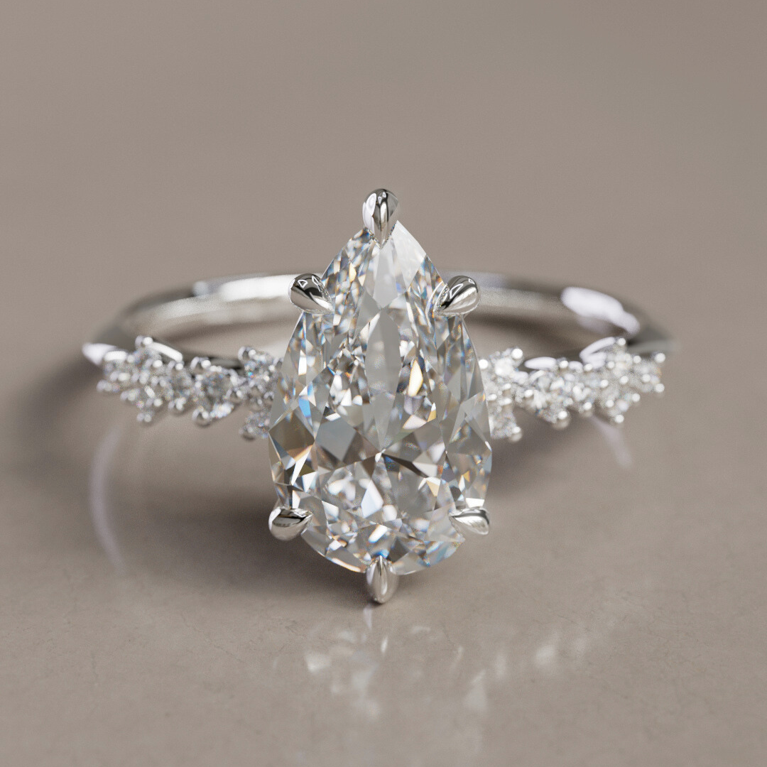 Astrid Pear Diamond Unique Celestial Engagement Ring By Valley Rose