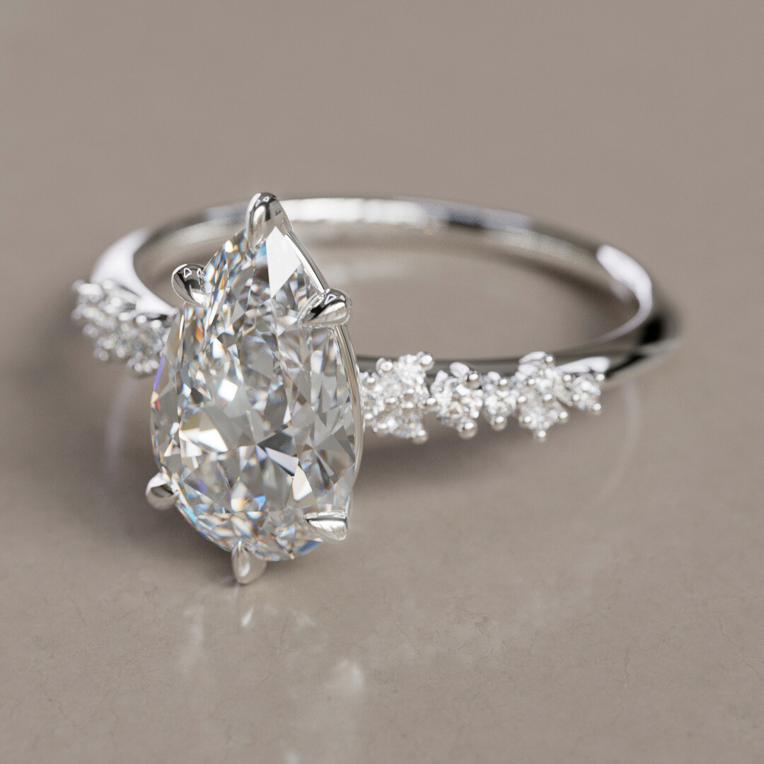 Astrid Pear Diamond Unique Celestial Engagement Ring By Valley Rose