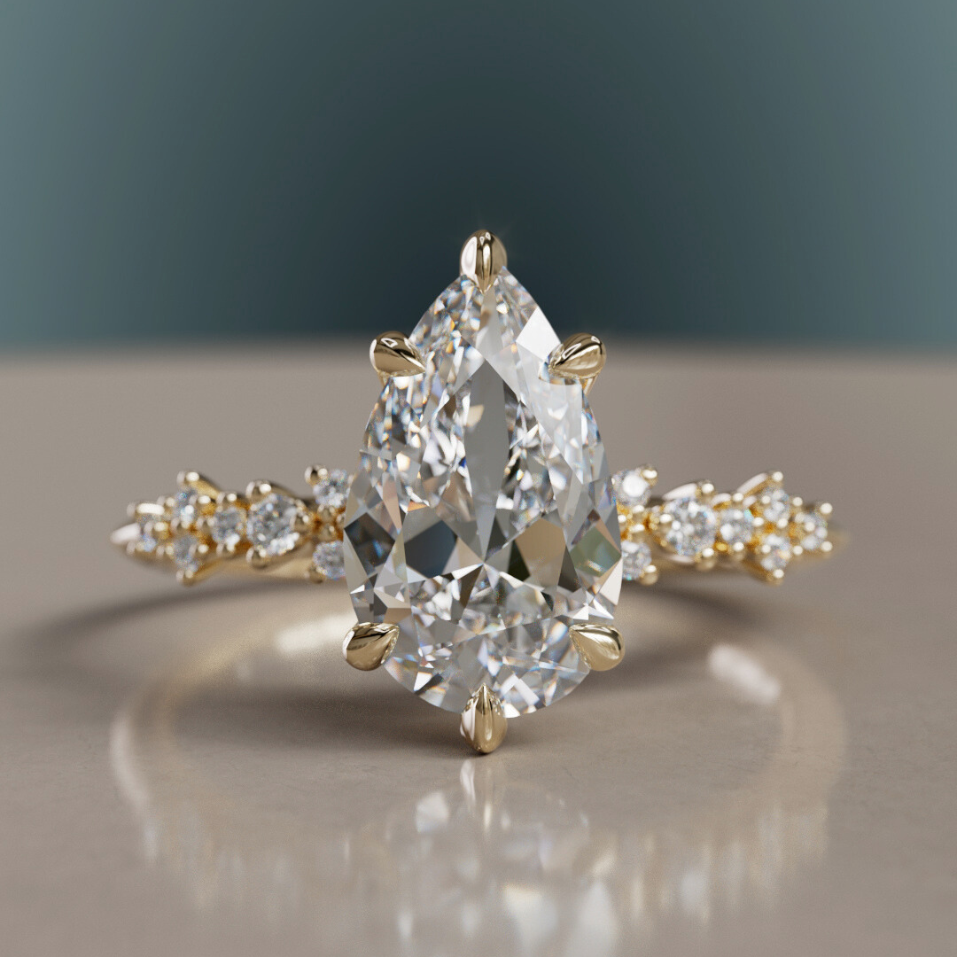 Astrid Pear Diamond Unique Celestial Engagement Ring By Valley Rose
