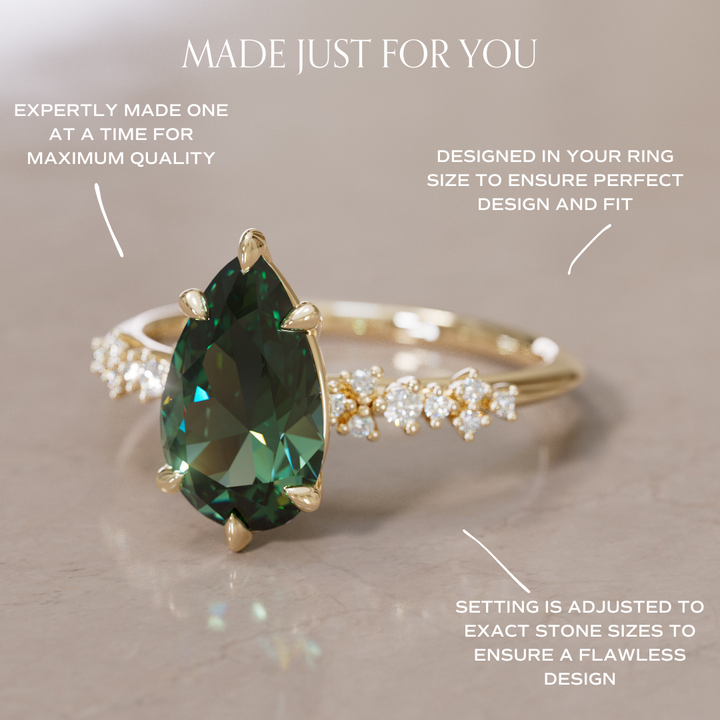 Astrid Pear Green Sapphire Unique Celestial Engagement Ring By Valley Rose