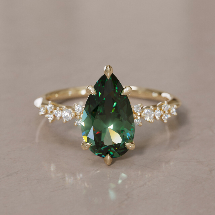 Astrid Pear Green Sapphire Unique Celestial Engagement Ring By Valley Rose