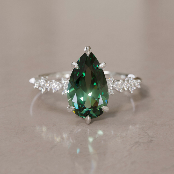Astrid Pear Green Sapphire Unique Celestial Engagement Ring By Valley Rose